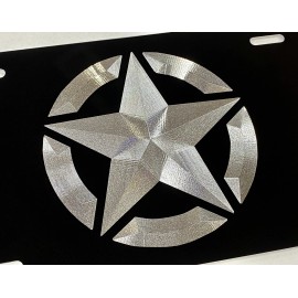 Diamond Etched Products 3D ENGRAVED WW2 Military Army Star Car Tag Diamond Etched Metal License Plate