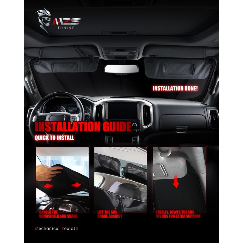 MZS Windshield Sun Shade Compatible with Wrangler JK JKU 2011-2018,