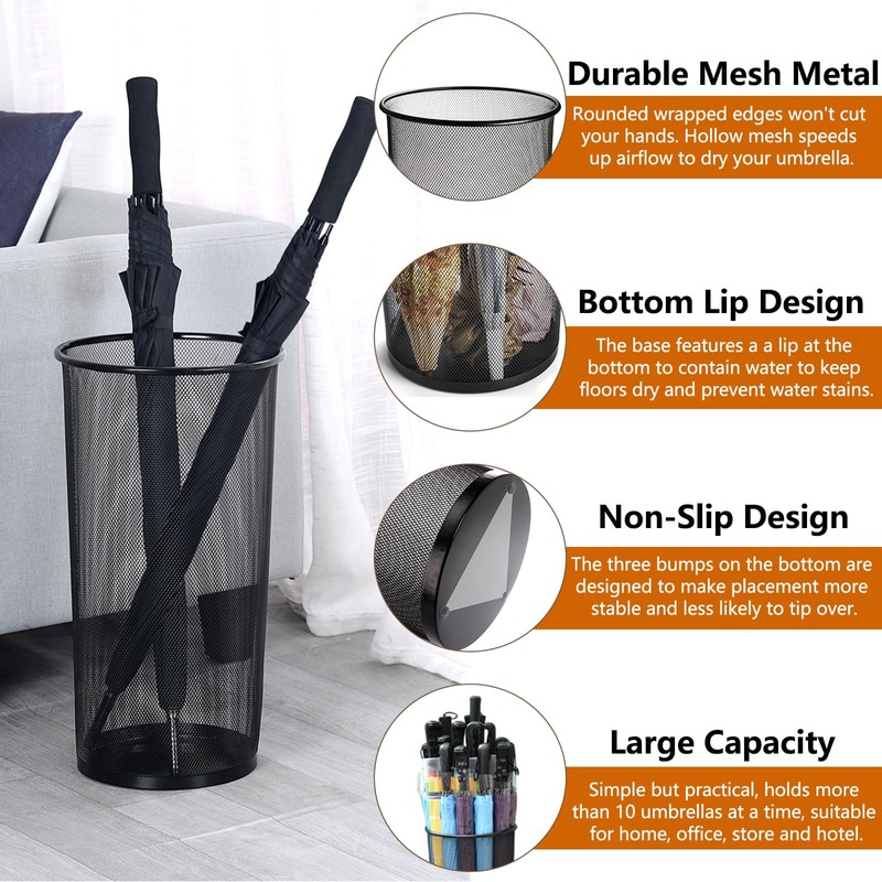 Youeon 2 Pack Large Umbrella Holder, 10.5x20 Inch Metal Mesh