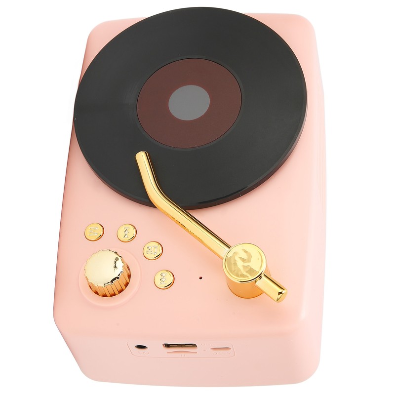Bluetooth Speaker Stereo USB Charging Retro Turntable Design Portable Mini