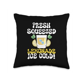 Lemonade Stand Crew Gift Idea Lemon Citrus Juice Fresh Squeezed Lemonade Stand Ice Cold Funny Lemon Juice Throw Pillow, 16x16, Multicolor