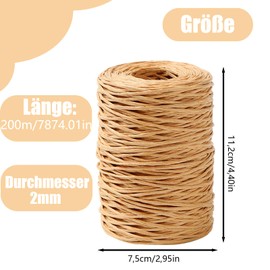 Paper Wire, Natural Iron Wire, 2 mm Paper Cord, Paper Wire, 200 m, Floral Wire, Tendril Wire, Binding Wire, Rustic for Christmas, Wedding Bouquet, Packaging, Flower Arrangement Tools, Light Brown