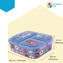 My sweety pop Lunch Box - Lunch Box - for Kids - Crib - Nursery - School - Holiday - Meal - 19.5cm - Gift Idea - 3 Compartments - Gabby's - Girls - Purple