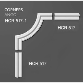 Wall paneling frames, 12 meters, made of sturdy white hardwood (better than polystyrene and plaster), to be applied to the wall, 12 pieces of 1 m (HCR517-1-angle-4 pieces)