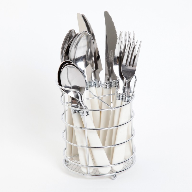 Gibson Sensations 16-Piece Stainless Steel Flatware Set with Metal Caddy