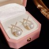 Unbranded 14k Gold Simple Design Cubic Zirconia Crossed Pearl Stud