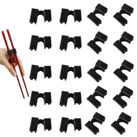 20 Pcs Chopstick Helper, Chop Sticks Helpers Trainer Chopsticks Connector Reusable for Adults Beginner Trainers or Learner Practice Chinese Japanese Korean Food (Black)