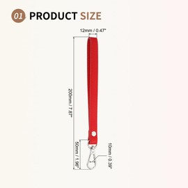 SUIKIHUM Leather Wristlet Strap, (20cm/7.87" Long KeyChain Hand Strap) Leather Replacement Wrist Strap for Purse, Clutch, Keychain, Red Leather Silver Clasp