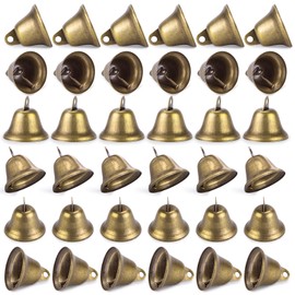 VGOODALL 50PCS Vintage Jingle Bells, Bronze Bells for Craft Brass Craft Bells 1.7" x 1.5" for DIY Projects Wind Chimes Housebreaking Doorbell Wedding