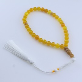 beirunde Muslims Islamic Dhikr Tasbeeh Tasbih Prayer Beads, Yellow Agate 33 Stone Beads with Tassel