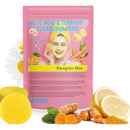 40 Stück Turmeric Cleansing Pads for Dark Spots, Kurkuma-Gesichtspeeling-Pads, Reinigungspads mit Kojisäure und Kurkuma, Gesichtsschwämme zum Reinigen und Peelen