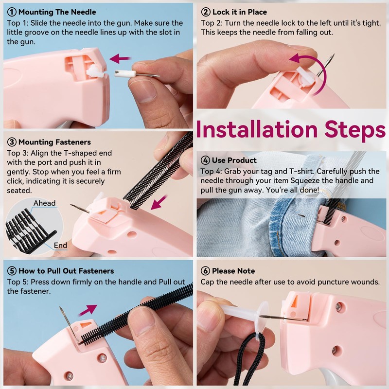 Aisoso Stitch Gun for Clothes, Pink Handheld Stitching Gun Quick