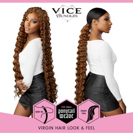Sensationnel Vice Bundles weaving hair - Deep Twist 30-inch synthetic virgin hair dupe bundle hair sew in and pony tail long length hair - Vice Bundle Deep Twist 30 Inch (1 pack, BG BURGANDY)