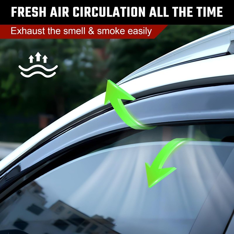 ISINLASSO Tape-On Rain Guards Compatible with Hyundai Santa FE 2024