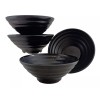 Anforama Set Juego Tazon Sopero Redondo Negro Moderna 4pzas 700ml