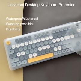 VORTINIOUS Ultra Thin Desktop PC Silicone Clear Keyboard Cover Skin Protector for 104/107 Keys Standard Desktop Keyboard, Transparent with Black Border, Waterproof, Dust-Proof