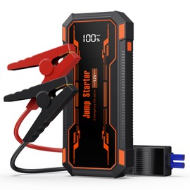 Car Jump Starter 6000A Car Battery Jump Starter Portable,12V Battery Jumper Starter Portable(10.0L Gas/8.0L Diesel),LCD Display Jump Box Jump Starter Battery Pack with Jumper Cable&Flashlight-Orange