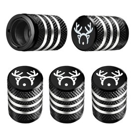 Tire Valve Stem Cap Cover - (5 Pack) Tire Air Cap Corrosion Resistant Christmas Reindeer Antler Antlers Auto Accessories Decoration for Car Truck Bike Black