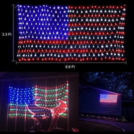 HYH American Flag Lights with 420 Super Bright LEDs Waterproof Net Light of The United States for Memorial Day,Yard,Garden Decoration,Festival,Holiday,Party,Christmas New Year Decorations