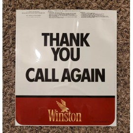 R J Reynolds Co. Winston 1991 Vintage Ad Vinyl Decal Thank You Call Again Open Hours 11" x 12"