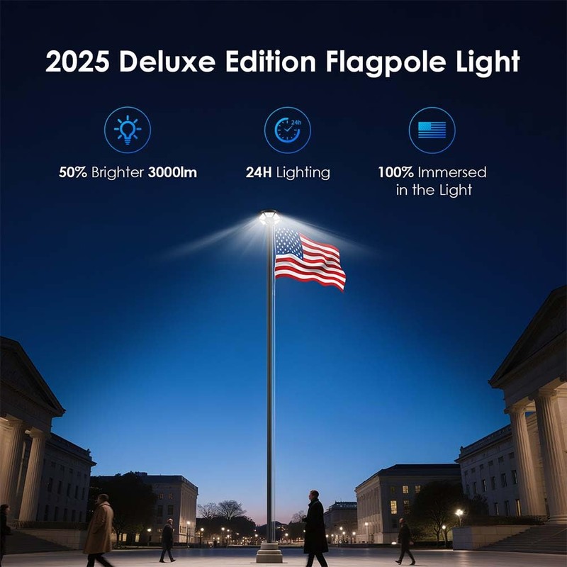 Flag Pole Light Solar Powered, 3000lm Flagpole Light Outdoor IP67