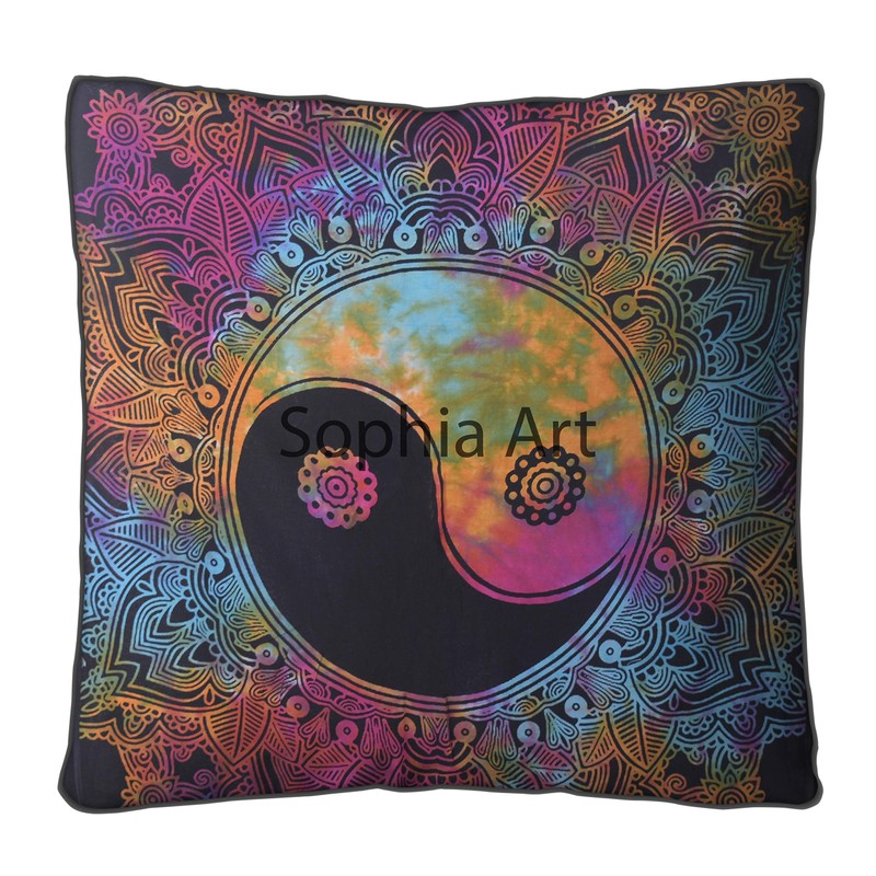 Sophia Art Indian Multi Elephant Mandala Floor Pillow Square Ottoman