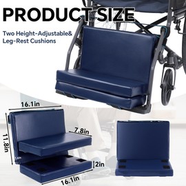 BALAPET Adjustable Height Wheelchair Footrest, High Density Foam Wheelchair Leg Rest with Double Strap Fixation, Waterproof PU Leather Extender Calf Elevated Pad Protector for Home Hospital