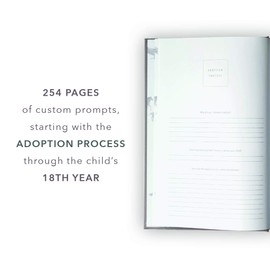 Promptly Journals - Adoption Childhood History Journal (Grey), Keepsake Baby Book, Records Every Stage of Child's Life, Adoption Process Thru Age 18 Years, Elegant Unisex Design for Boy or Girl