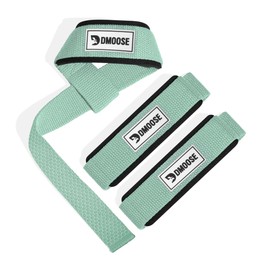 DMoose Fitness Lifting Straps 24" (Pair) - 5mm Padded Wrist Straps for Weightlifting & Powerlifting - Cotton Lifting Strap with Silicone Grip for Men & Women - Deadlift Strap for Gym (Cyan Silicone)