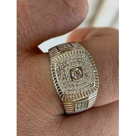 Real Men's Solid 925 Sterling Silver Icy Ring - Square Hip Hop CZ Ring - Iced Men's Pinky Ring - Sz 7-13 (6)