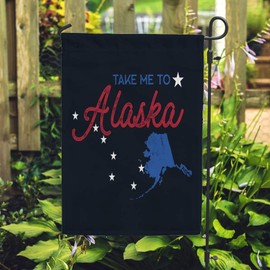 Rashu ﻿Vintage Alaska Garden Flag Welcome House Flag Vertical Double Sided Polyester Lawn Farmhouse Patio Yard Flag Indoor Outdoor Decoration