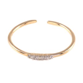 TOUSIATTAR Diamond Knuckle Ring 14k Rose White Yellow Real Gold - Bezel Set Diamonds Midi Ring - Dotted Texture (Yellow 5 Diamond Knuckle Ring)