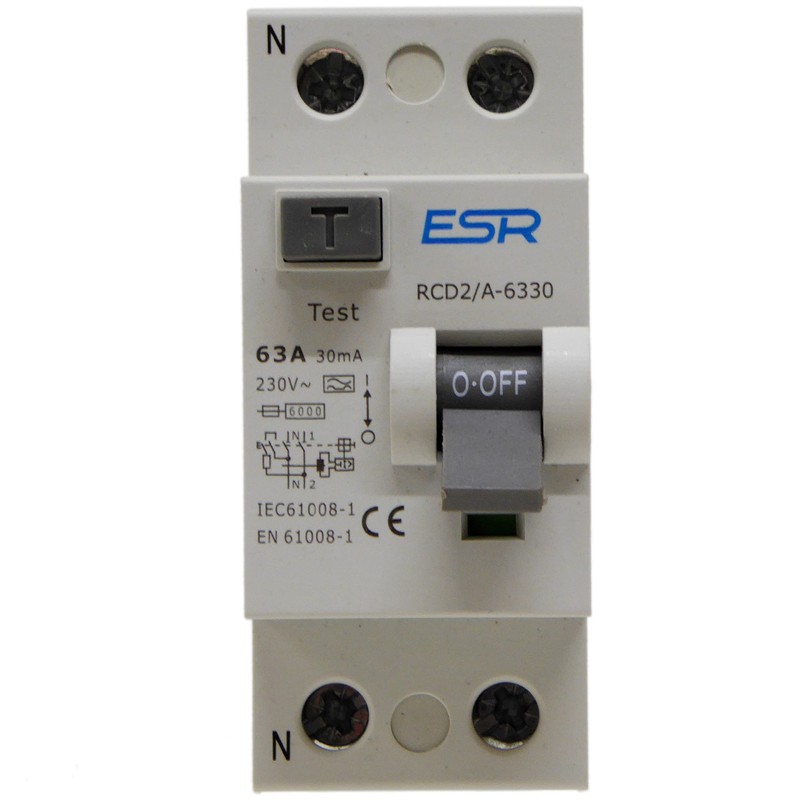 63A 30mA RCD Circuit Breaker, Type-A, 2 Pole, 230V, DIN
