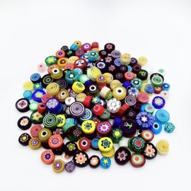 EDFLIFE Flat Glass Millefiori for Mosaic Making Supplies, Mosaic Tiles for Crafts with Assorted Flower Glass Tiles, Mosaic Kits for Adults DIY Decorations, No Hole (Mixed Pattern)