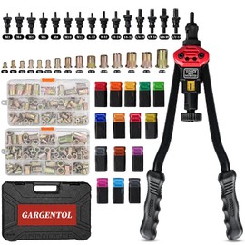 Rivet Nut Tool Kit, 16-Inch Rivnut Tool with 15 Metric & SAE Mandrels and Rivet Nut Gun, 200pcs Rivnut Tool Kit Assortment, Nutsert Tool Kit with Carrying Case