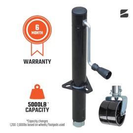 Side-Wind A-Frame Trailer Jack with a Double Caster Wheel | 5000lb Capacity A-Frame | 2000lb Capacity Wheel | 14 4/5" Travel | BJ-5000SW-1 / BD-CW-002