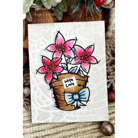 Woodware Francoise Collection-Potted Poinsettias-Stamp, 4 x 6 inches