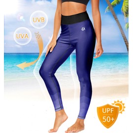 Women SPF Swim Tights High Waist Surfing Uv Sun Protection Water Sport Rash Guard Leggings L