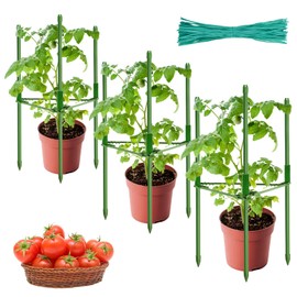 ZeeDix Tomato Cages for Garden 26 inches, Tomatoes Plant Stakes & Plant Support, Tomato Trellis for Pots Climbing Vegetables Flowers Plants (3 Pack - Extra Tall Upto 26 inches)
