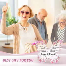 Retirement Gift for Woman 2025, Happy Retirement Gifts Ideas - Pink Butterfly Acrylic Plaque 5x3.8 IN - Retired Gifts for Coworkers Colleague Boss Friend Nurse Doctor