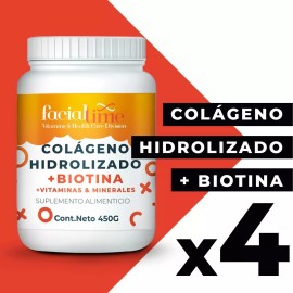 Facial Time Kit 4 Colágeno Con Biotina + Ácido Hialurónico 450gr