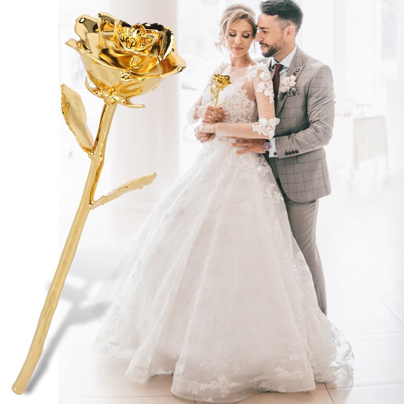 Long Stem Rose Gifts Dipped 24K Real Artificial Flower with