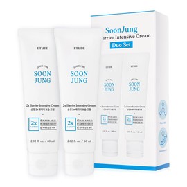ETUDE SoonJung 2x Intensive Cream Duo Set for Barrier Repair | Rich Moist, Madecassoside & Panthenol for Soothing, Face Moisturizer for Sensitive Skin, pH Balanced, Hypoallergenic, 2.02 Fl Oz x 2pcs