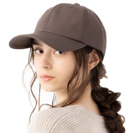 Loo&c Women's Cap, Large Size, Deep, Faux Leather Cap, UV Protection, Standard Cap, BIG Size, Unisex, CAP, Street Mode, Adjustable Size, Braun