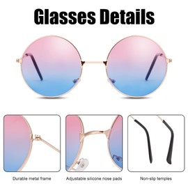 Fanshiontide 3 Pairs Hippie Sunglasses Round Sunglasses Retro 60's Style Circle Coloured Glasses Festival Sunglasses Rave Sunglasses Party Glasses Men Women Glasses, multicoloured