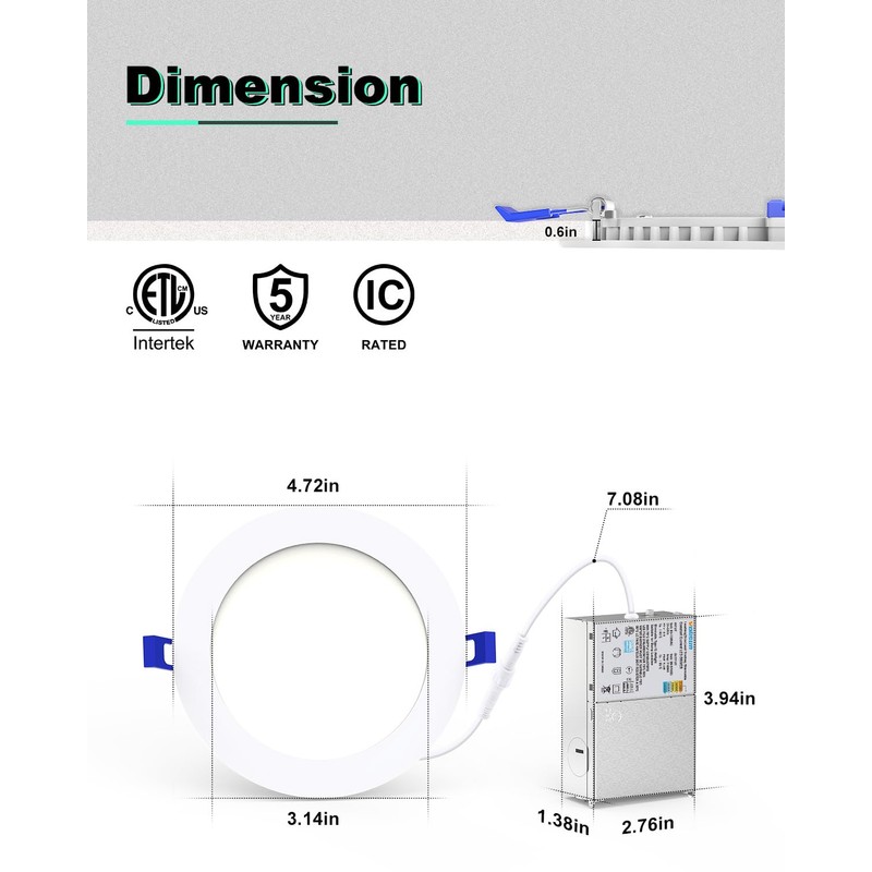 VOLISUN 24 Pack 4 inch Recessed Lighting, 5CCT LED Recessed