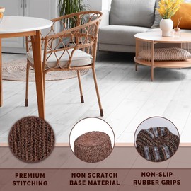 Morvat 32 Pcs Brown Chair Leg Socks, Scratch & Noise Hardwood Floor Protectors with Non-Slip Grips, Knitted Furniture Cover Pads for Bar & Stool Legs, Fits All Shapes, Size Large