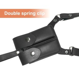 Leather Shoulder Holster Adjustable Hidden Pistol Holster with Double Magazine Pockets for 1911 and Most Pistol Models