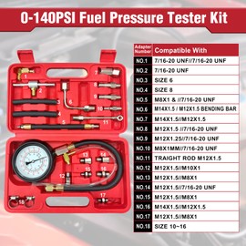BETOOLL BETOOLL 0-140PSI Fuel Pressure Tester Kit, Fuel Injector Injection Pump Pressure Gauge Kit for Gasoline Cars, Trucks and Motorcycles