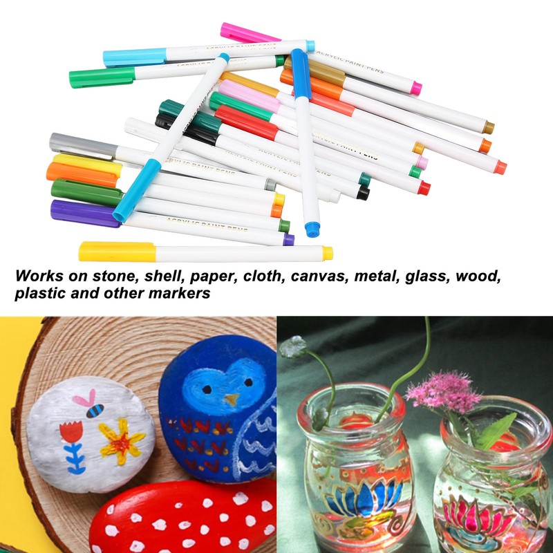 21 Colors Paint Pens Acrylic Markers Washable Dry Quickly Paint